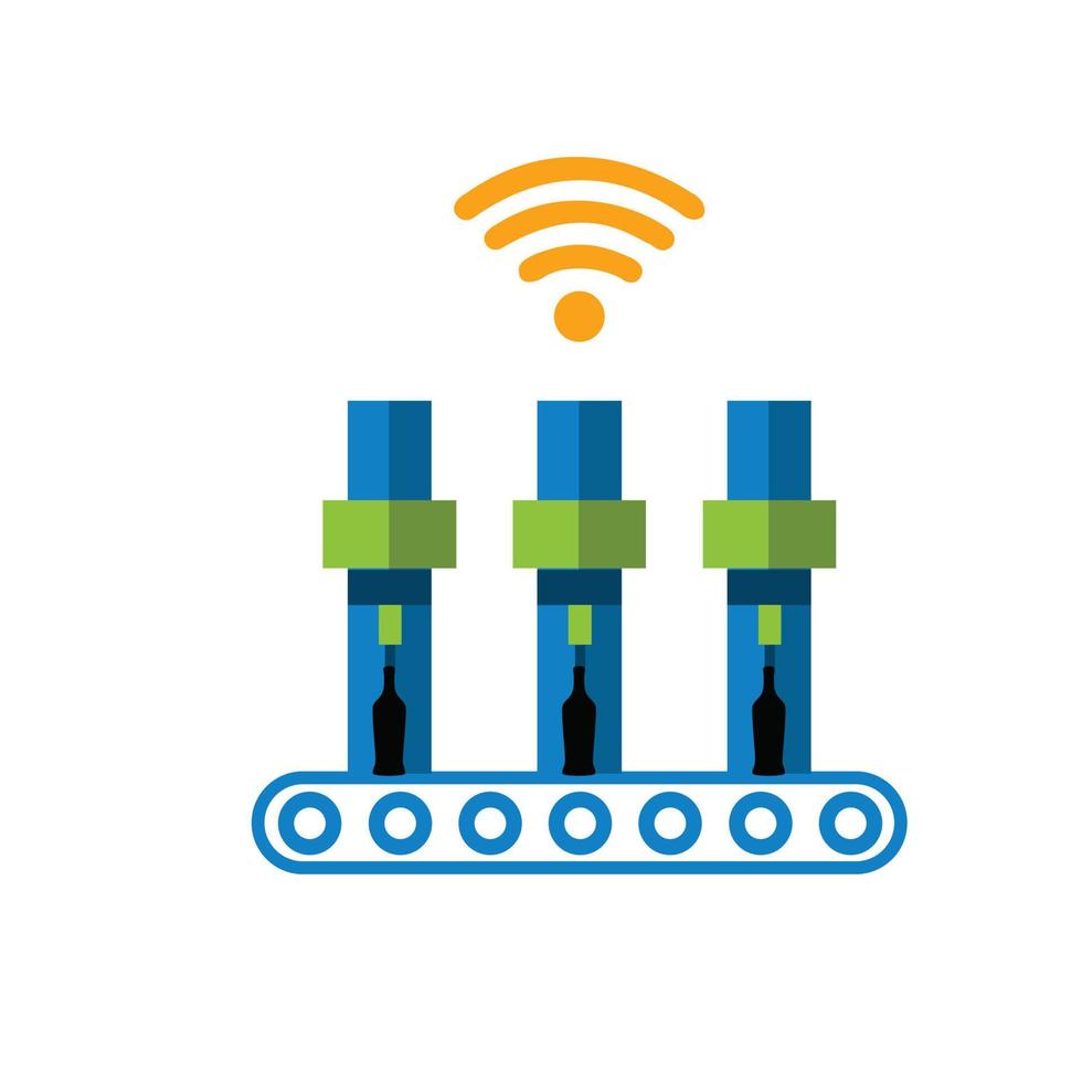 industriële, fabrieks-, productiemachine-illustrator. vector