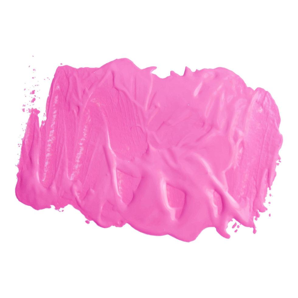 roze acrylverf uitstrijkje op witte achtergrond. olie- of acryltextuur vector
