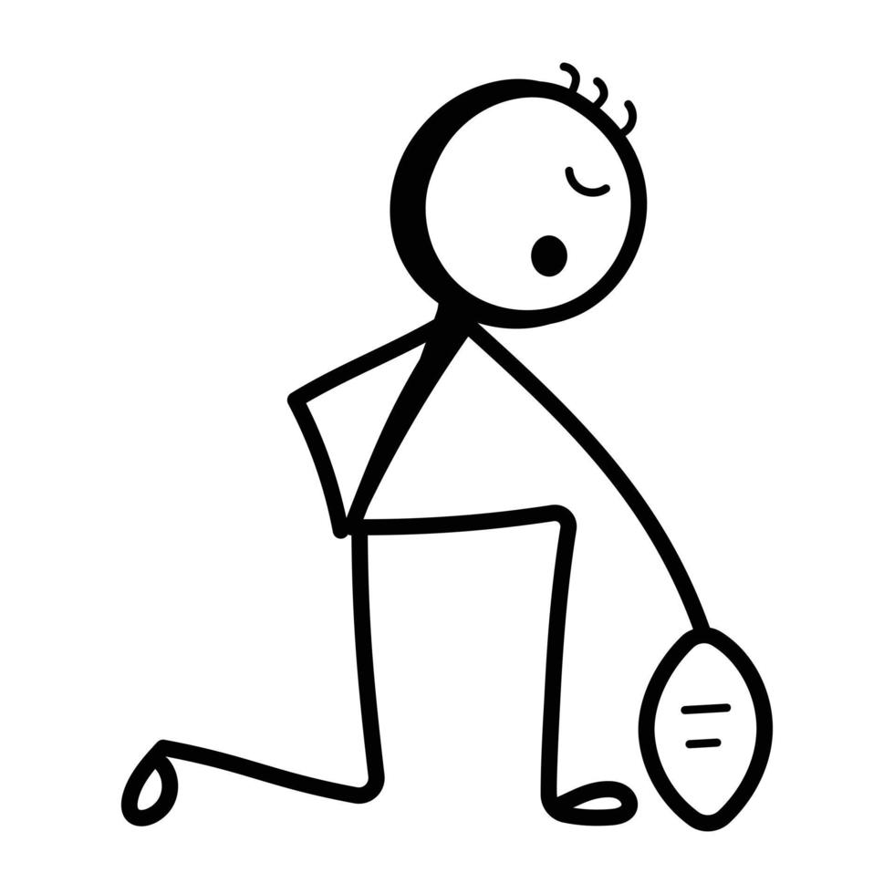 een aanpasbaar handgetekend icoon van rugbyspeler vector