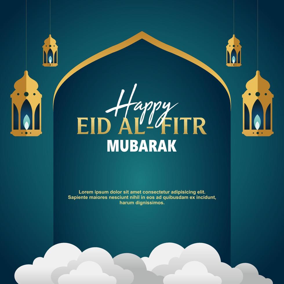 eid mubarak vierkante sjabloon voor spandoek. vectorillustratie geschikt voor wenskaarten, post op sociale media, posters, evenement en enz. vector