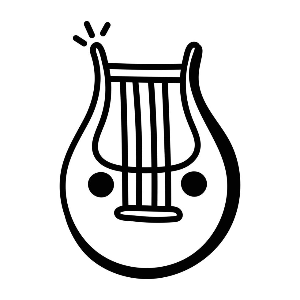 pak dit geweldige doodle-pictogram van middeleeuwse harp vector