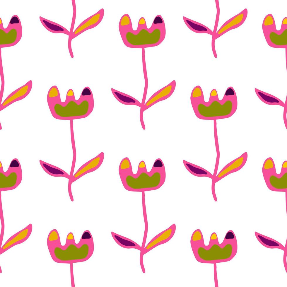 creatief bloemen naadloos patroon. ongebruikelijk bloemenbehang. botanische schets van veldplanten. vector