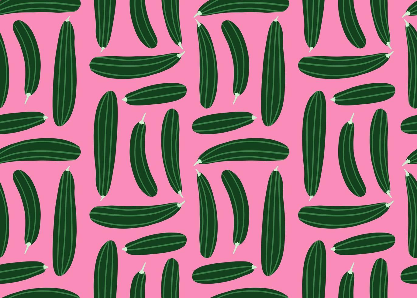 naadloze patroon met courgette op roze achtergrond. groen courgettebehang. creatieve groenten eindeloos behang. vector