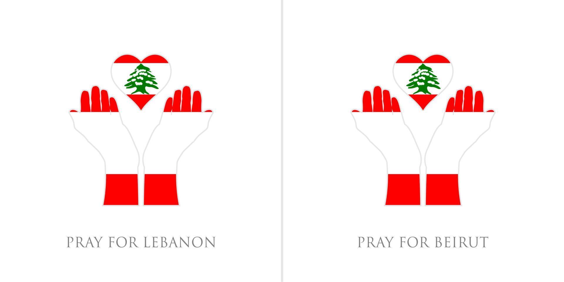 bid voor Libanon en bid voor Beiroet vectorillustratie. libanon vlag van massale explosie. ontwerp voor de mensheid, vrede, donaties, liefdadigheid en anti-oorlog vector