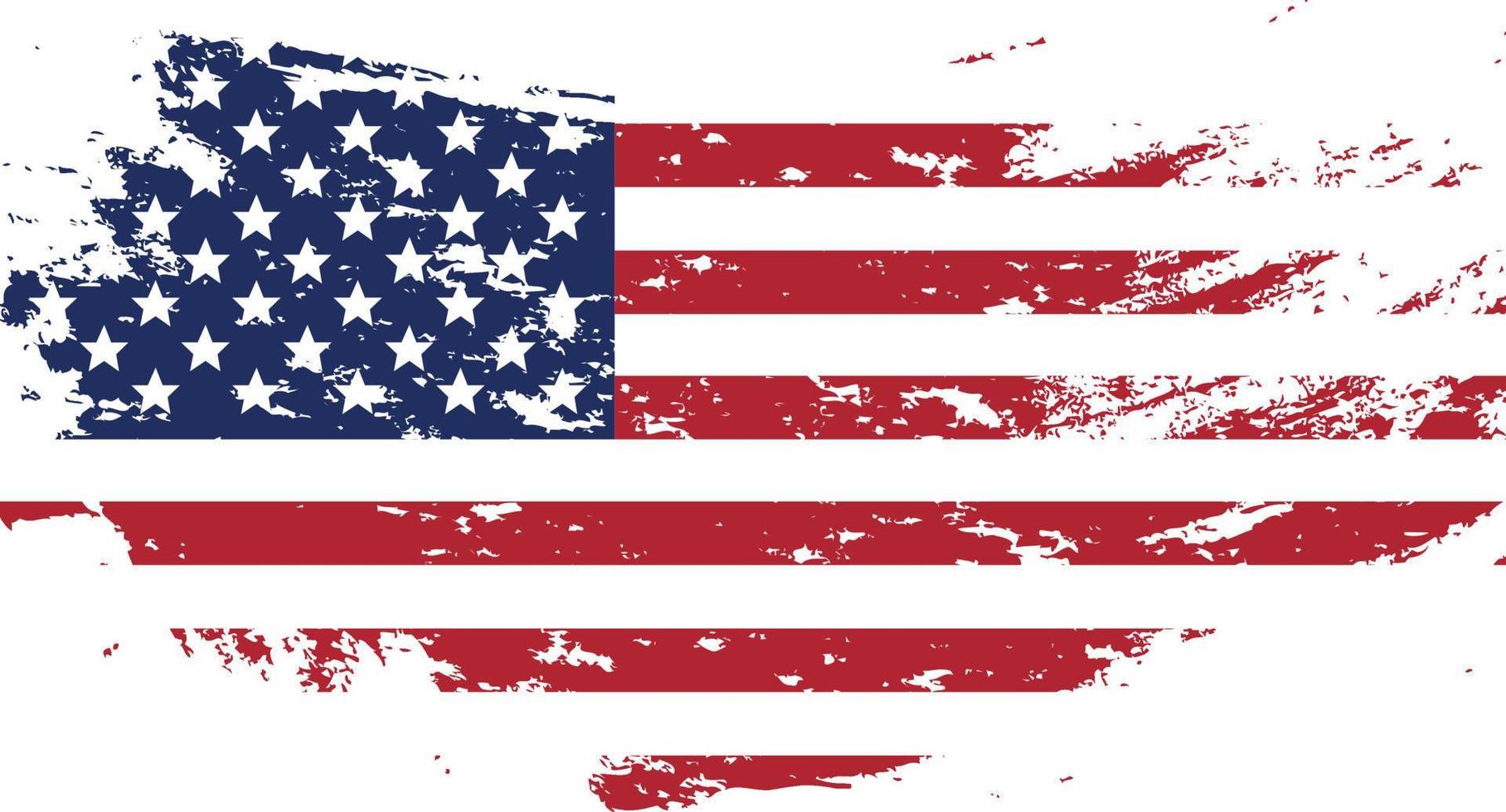 vlag van de vs in grunge-stijl. penseelstreek usa flag.old vuile Amerikaanse vlag. Amerikaans symbool. raster illustratie vector