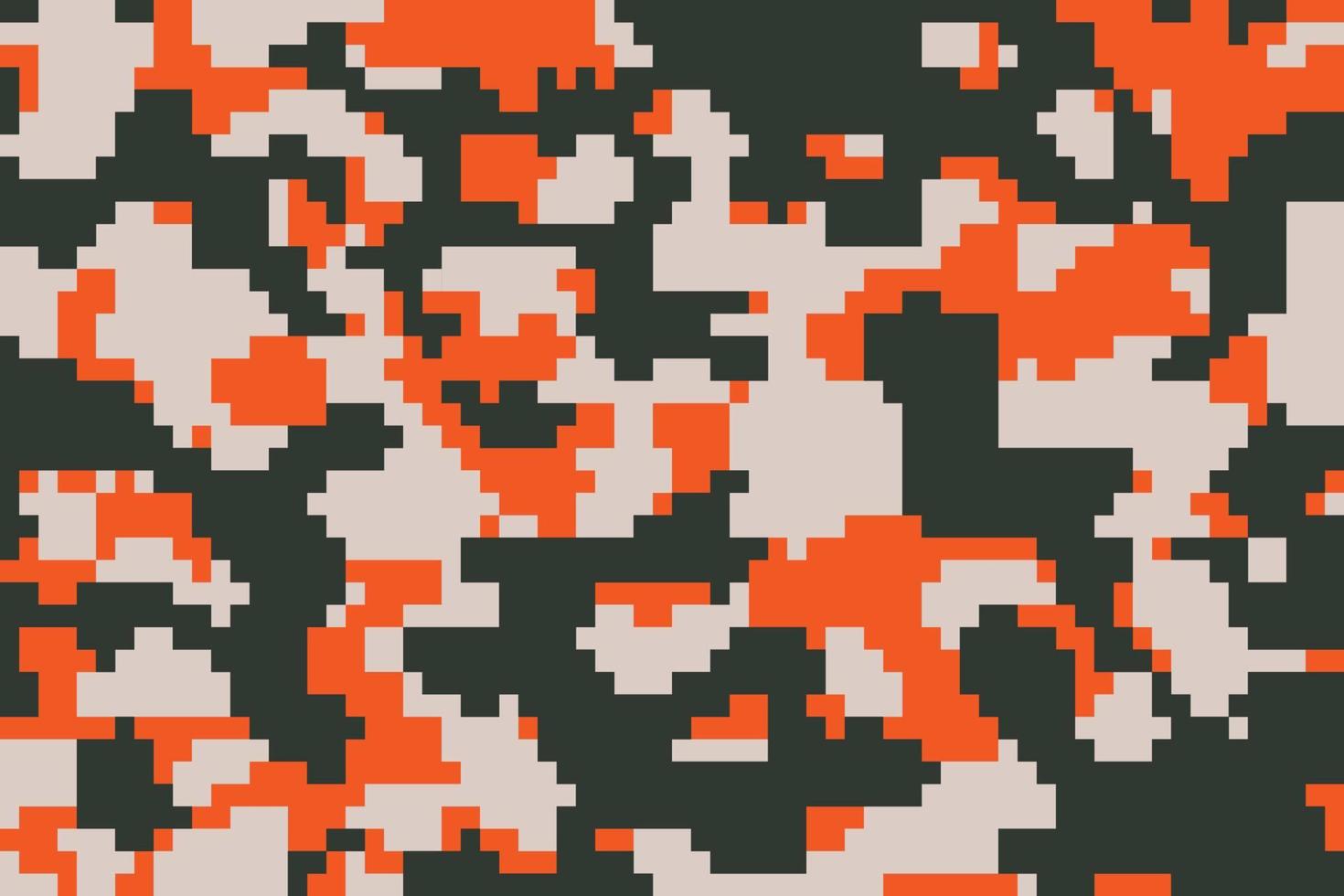 militair en leger pixel camouflage naadloos patroon in bruine en oranje kleuren vector