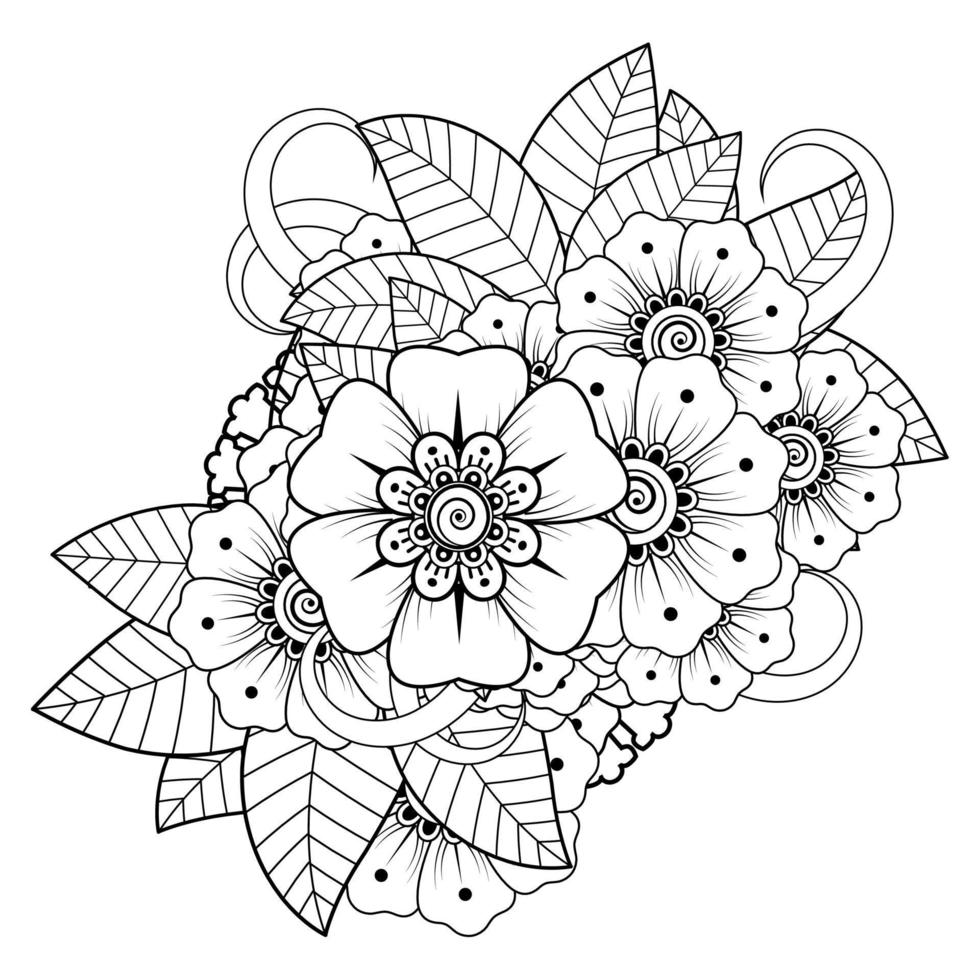 bloemen in zwart-wit. doodle kunst voor kleurboek vector