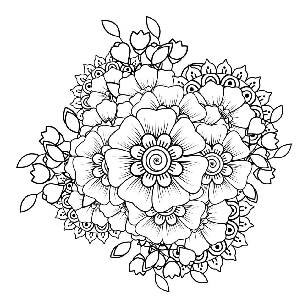 bloemen in zwart-wit. doodle kunst voor kleurboek vector