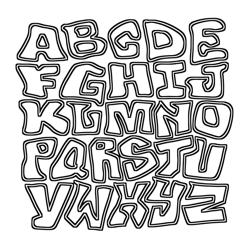hand getekende lettertype set geïsoleerd op wit. penseel geschilderd karakter vector