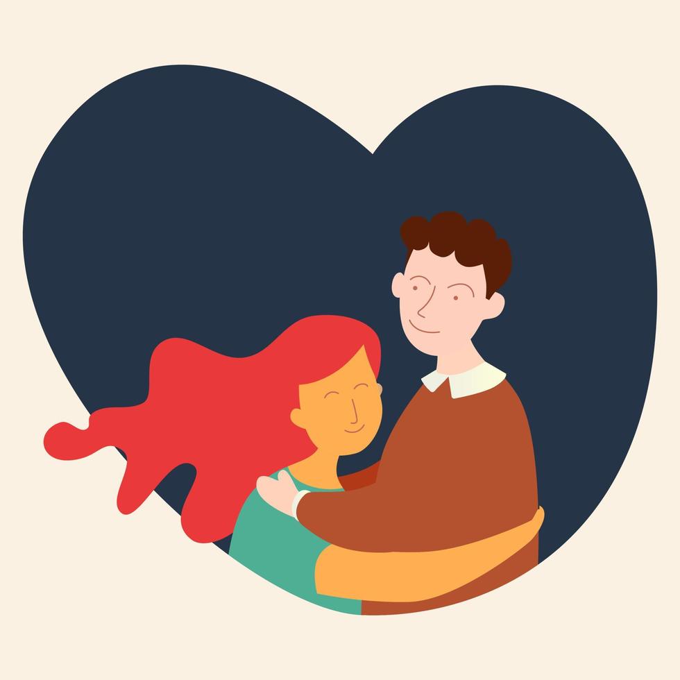 romantisch begrip. verliefd stel. twee knuffelende minnaars. vector illustratie