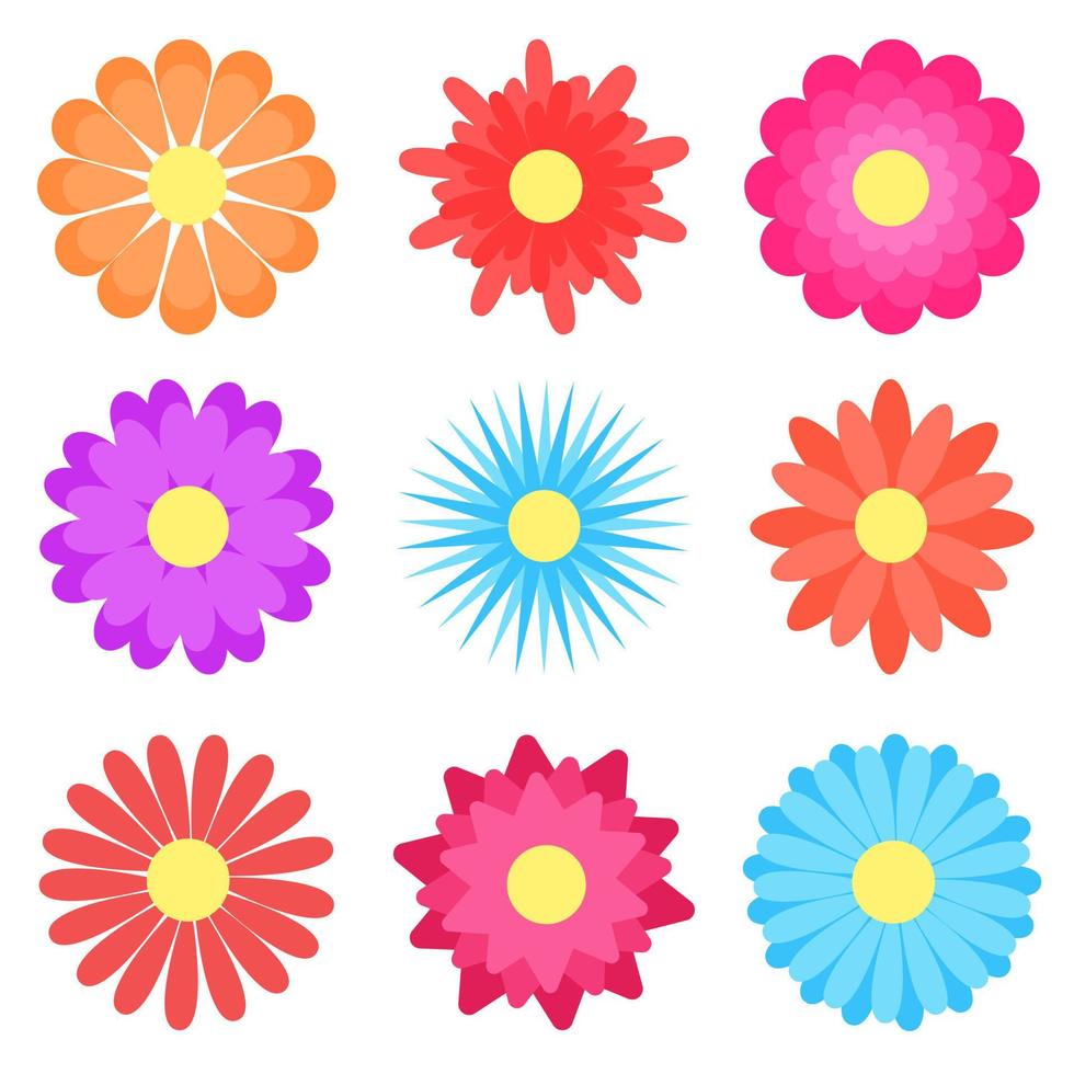 eenvoudige zomerbloemen clipart vectorillustratie instellen vector