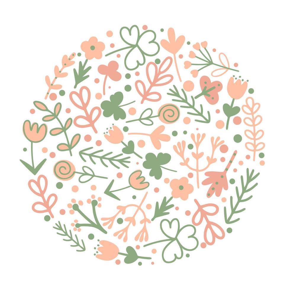 zomer bloemen ronde sjabloon vectorillustratie vector