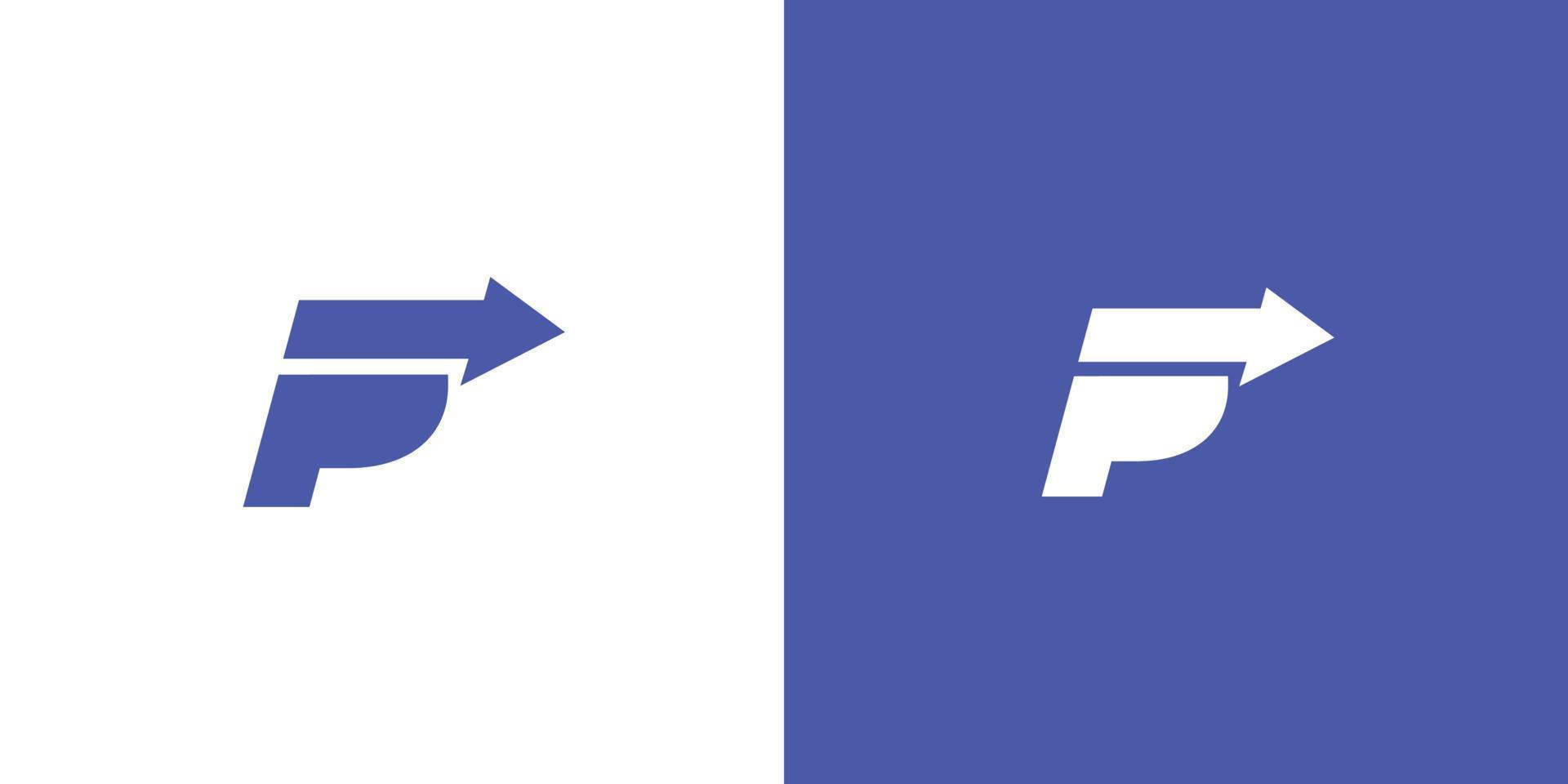 uniek en aantrekkelijk letter p eerste richting logo-ontwerp vector