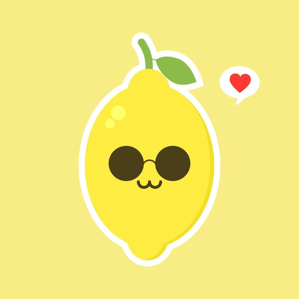 grappige en kawaii-citroenkarakters gelukkige uitdrukkingen. cartoon vectorillustratie geïsoleerd op een achtergrond in kleur. grappige citroenkarakters, mascottes, emoticons. vector