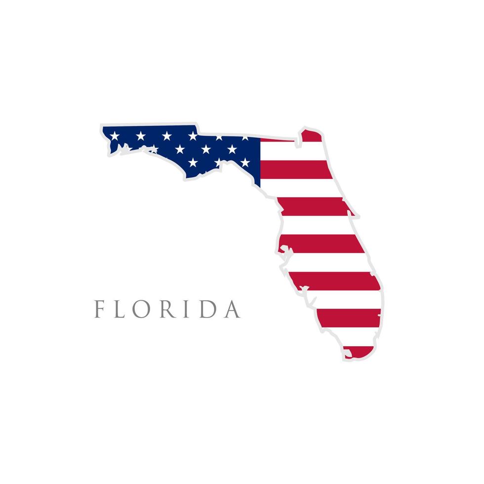 vorm van de staatskaart van Florida met Amerikaanse vlag. vectorillustratie. kan gebruiken voor de dag van de onafhankelijkheid van de Verenigde Staten van Amerika, nationalisme en patriottisme. usa vlag ontwerp vector