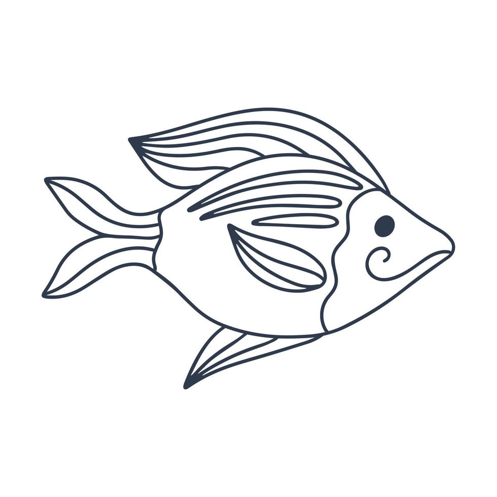 zee of rivier vis doodle illustratie. schets onderwater bewoner kind tekening vector