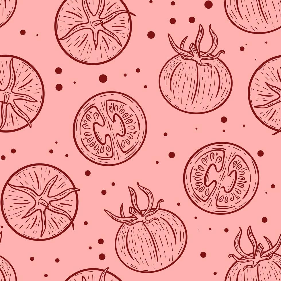 rode tomaten handgetekende gravure naadloos patroon vector
