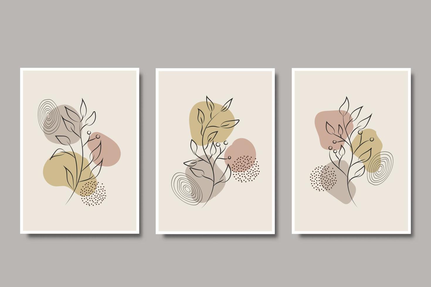 hand tekenen abstracte bloemen en bladeren lijn kunstcollectie vector