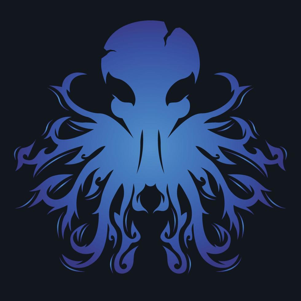 geïsoleerde embleem schedel en octopus vector