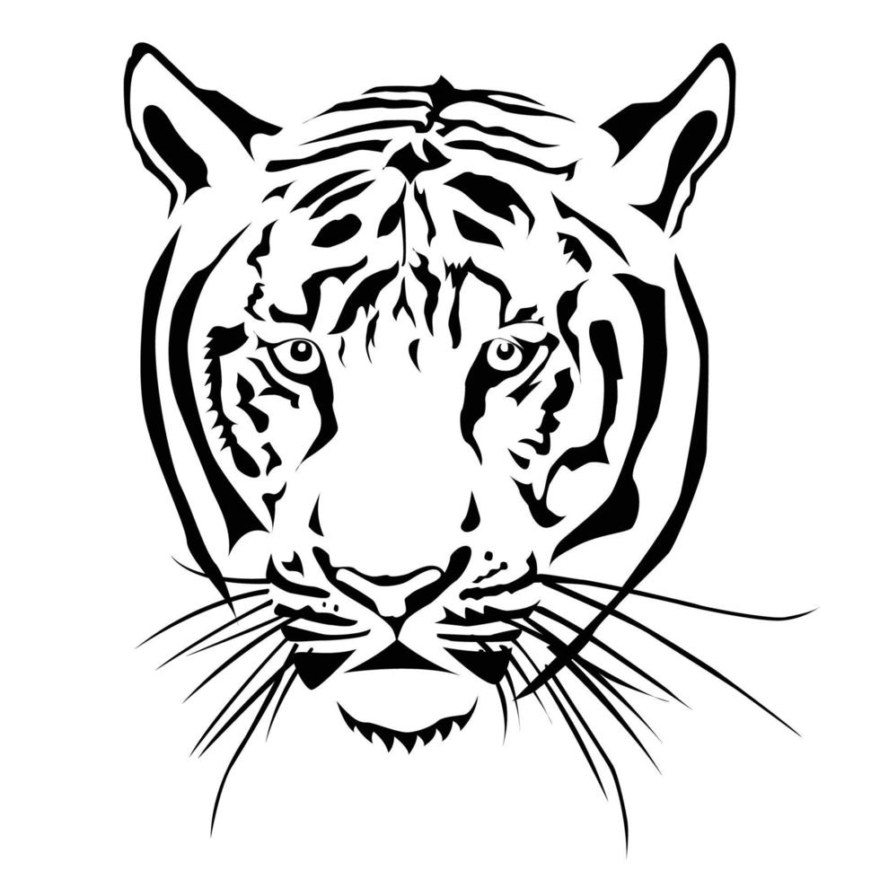 tijger hoofd silhouet, vector