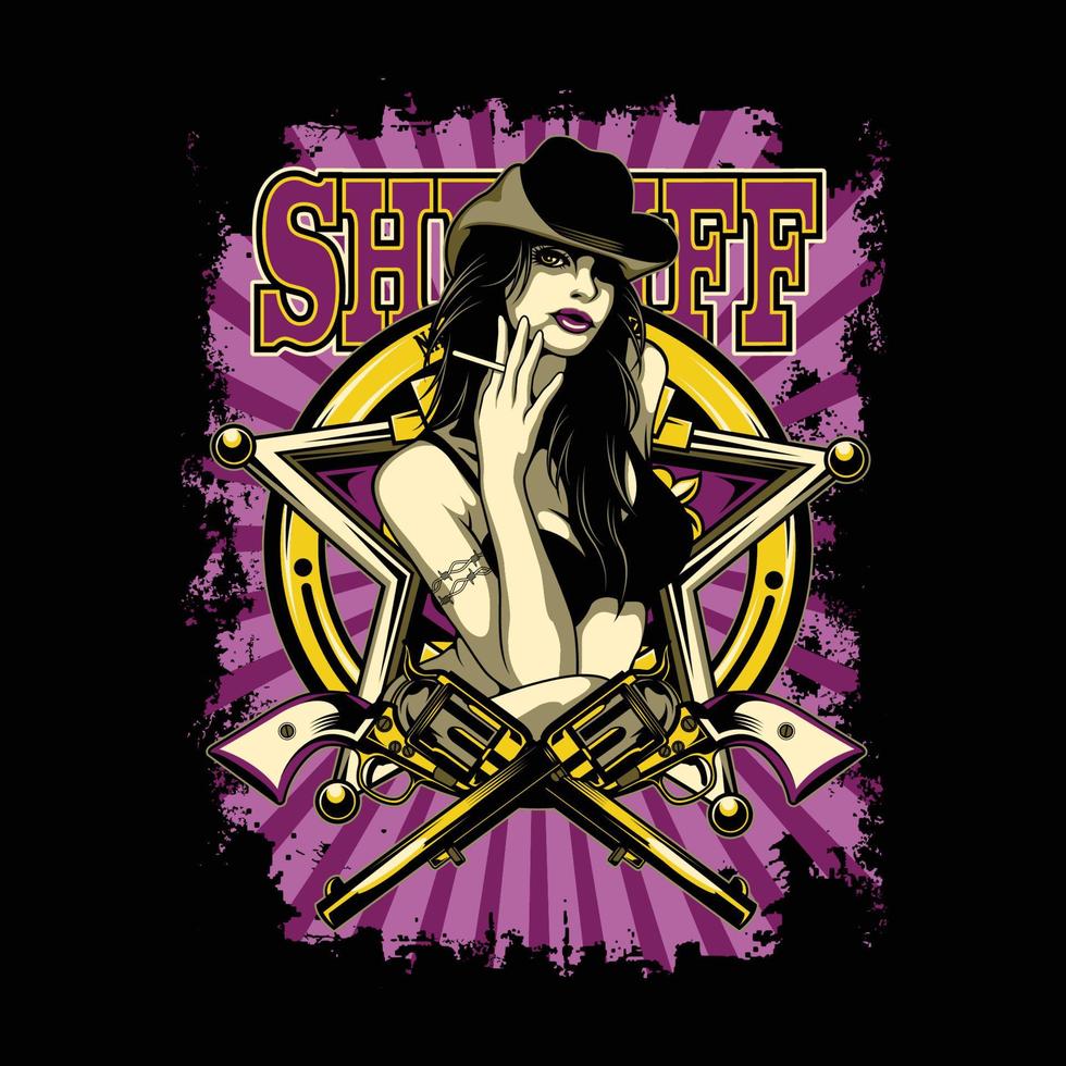 de sheriff is hier illustratie cadeau essentieel t-shirt.kan worden gebruikt voor t-shirt print, mok print, kussens, fashion print design, kinderkleding, baby shower, groet en ansichtkaart. t-shirt ontwerp vector