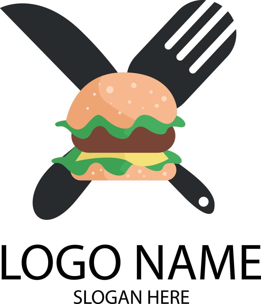 het eten van hamburgers vector logo, fastfood, vectorillustratie voor logo