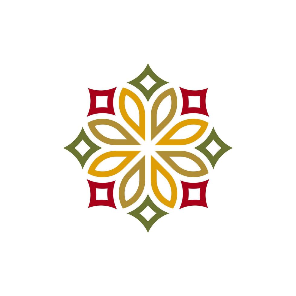 traditionele kleurrijke bloemmotief logo ontwerpsjabloon vector