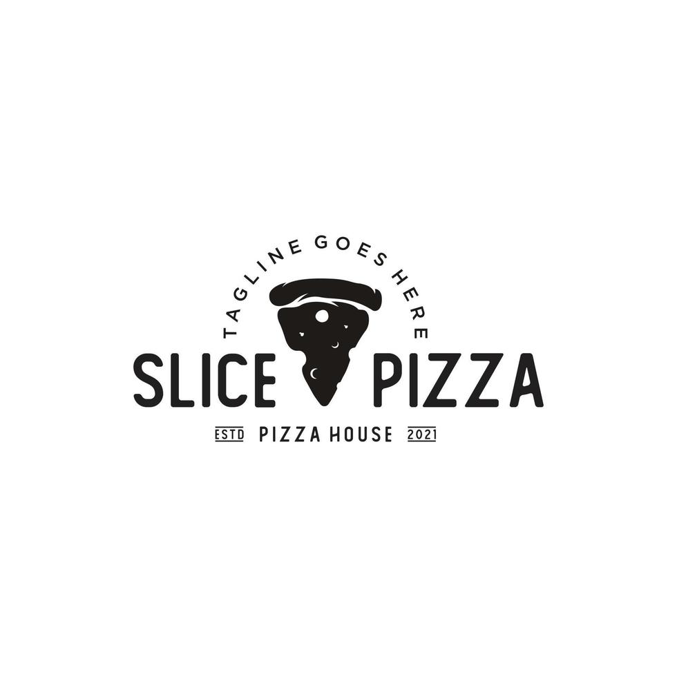 vintage pizza slice logo voor pizzeria restaurant bar bistro logo ontwerp vector