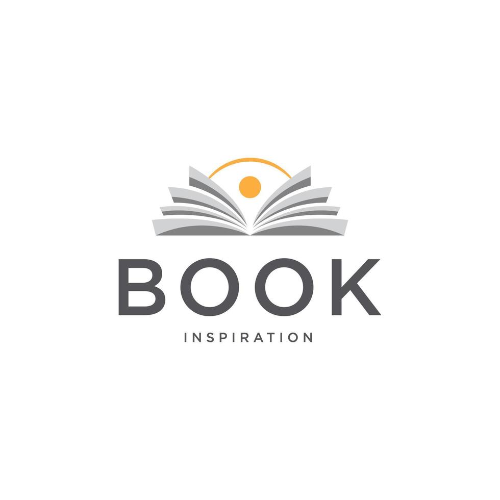 boek logo onderwijs met zon pictogram vector ontwerpsjabloon