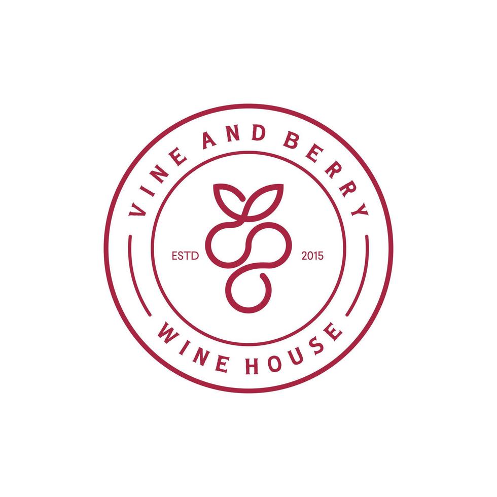 druivenwijn logo met label badge embleem ontwerpsjabloon vector
