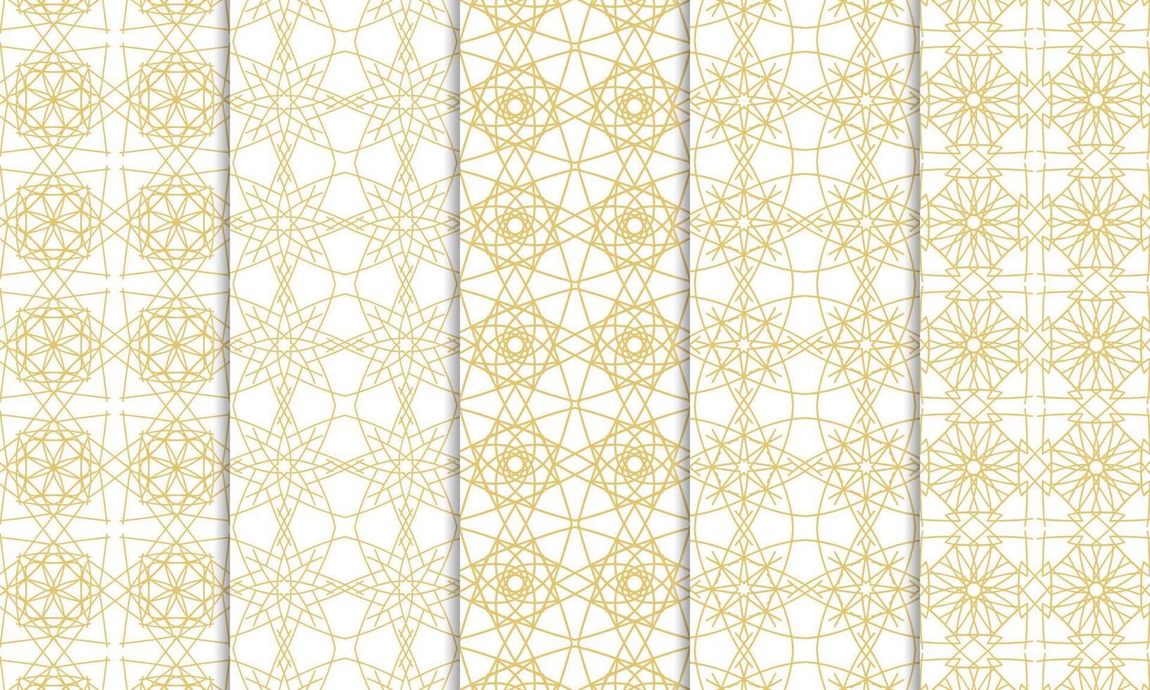 set van islamitische, decoratieve, artistieke, decoratie en naadloze patronen. perfect voor achtergrond, stof, enz. vector