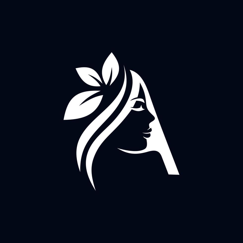 een schoonheid. een illustratie van een logo dat de letter a combineert met een vrouwengezicht vector