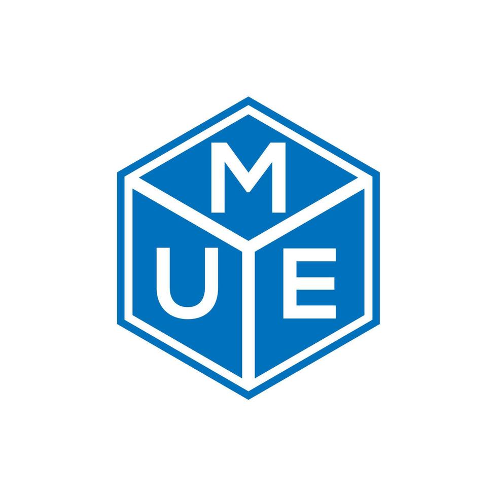 mue brief logo ontwerp op zwarte achtergrond. mue creatieve initialen brief logo concept. mue brief ontwerp. vector