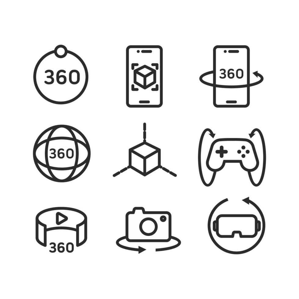 virtuele tour icon set vector