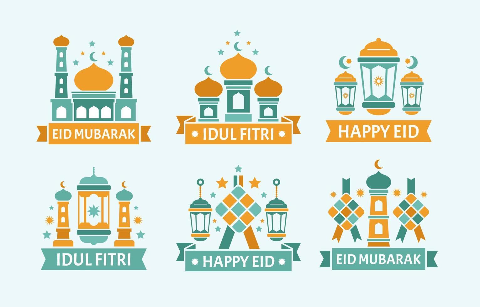 viering van idul fitri-badgeset vector