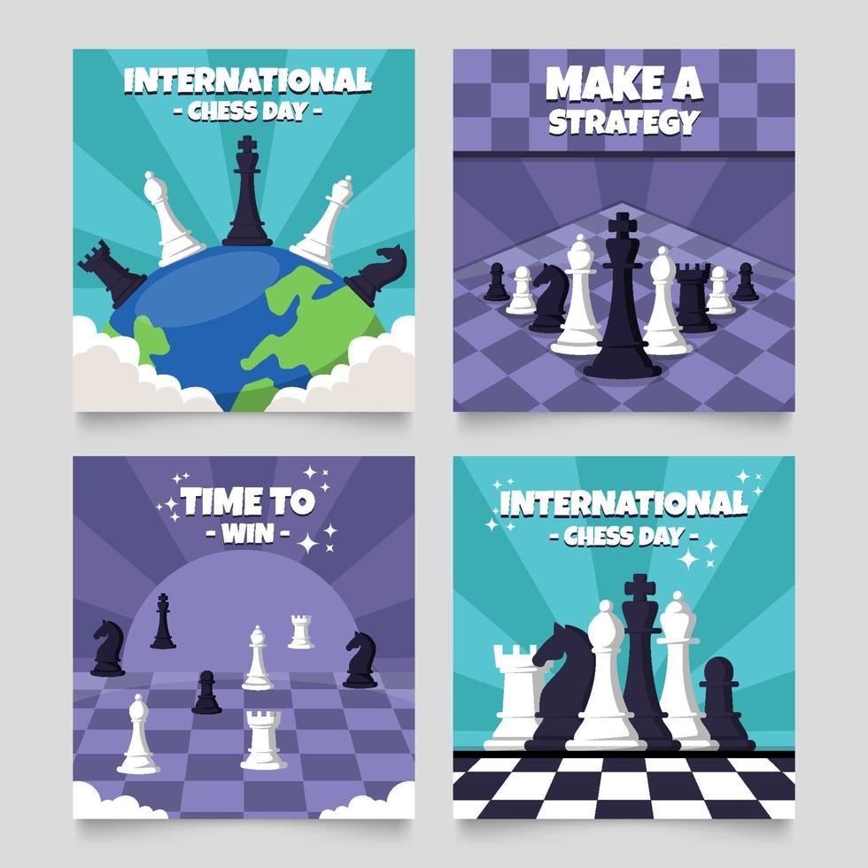 internationale schaakdagkaart vector