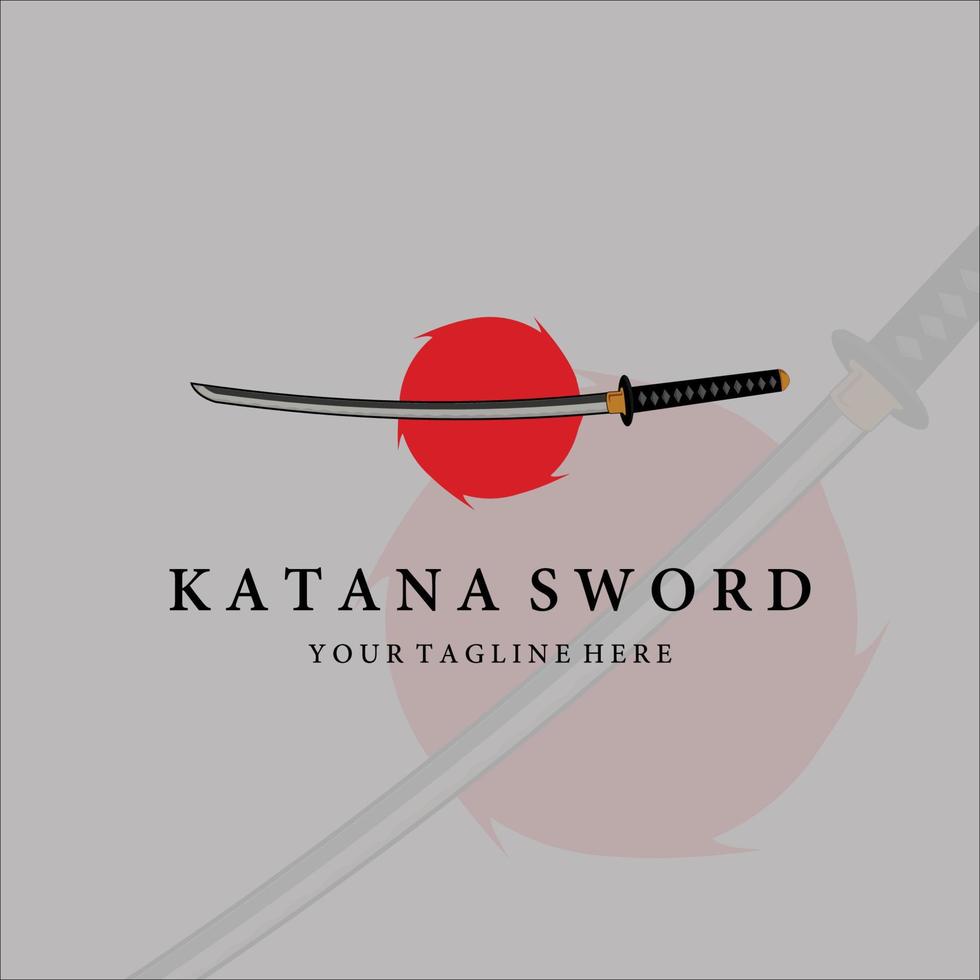 katana zwaard vintage vector illustratie embleemontwerp. modern japans zwaard van katana logo concept sjabloon embleem illustratie vector design