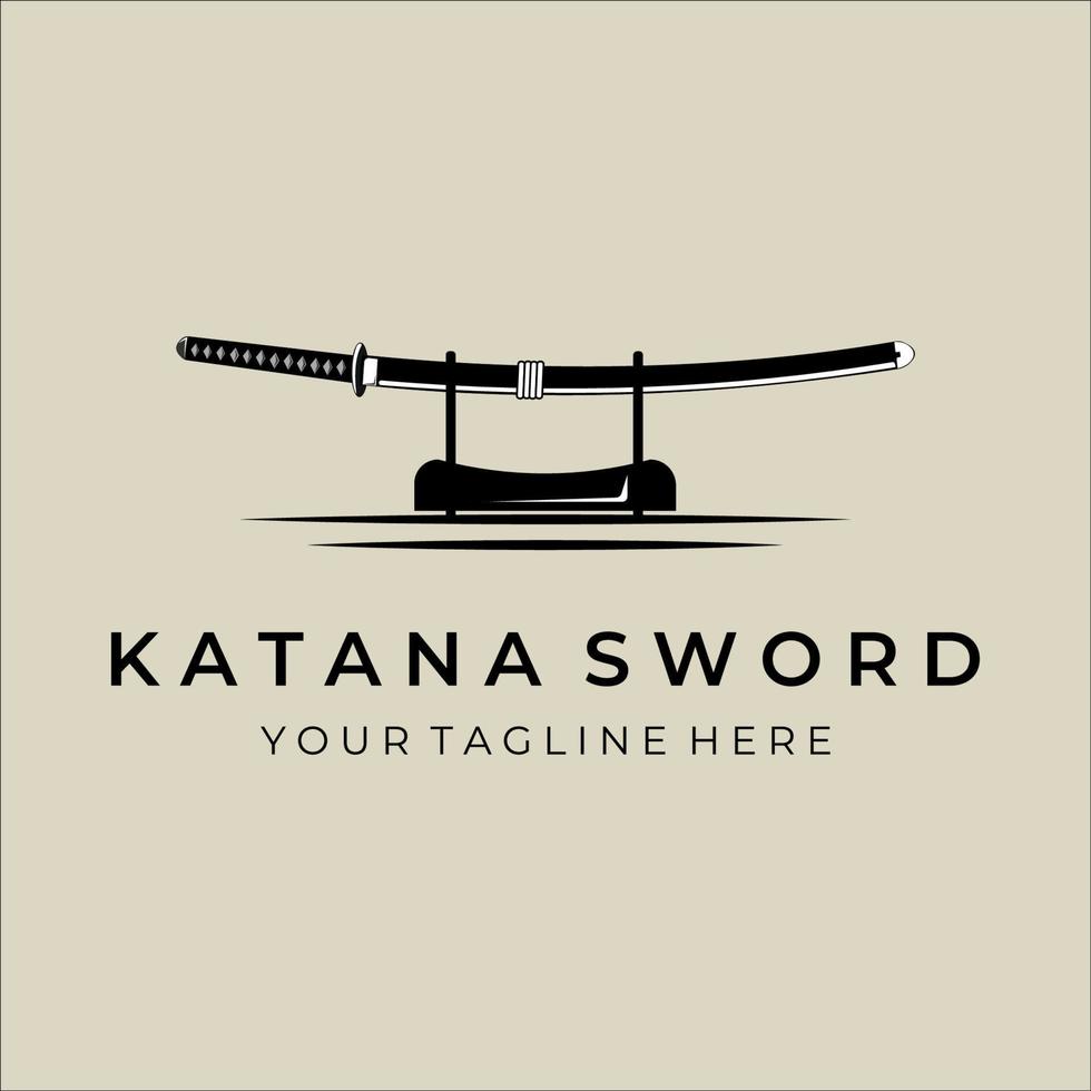 katana zwaard vintage vector illustratie embleemontwerp. eenvoudig modern Japans zwaard van katana logo concept sjabloon embleem illustratie vector design