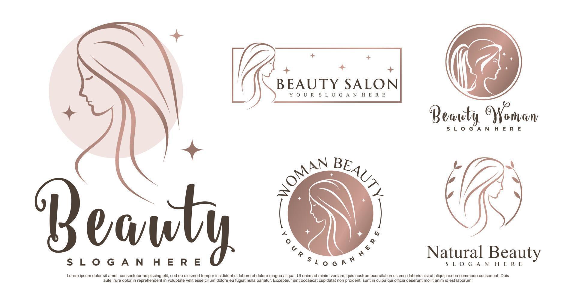 schoonheid vrouwen icon set logo ontwerp inspiratie voor salon met creatieve element premium vector