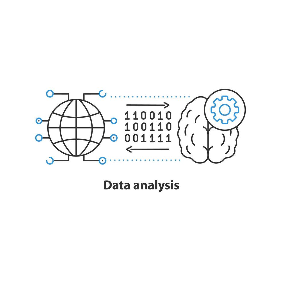 data-analyse concept icoon. kunstmatige intelligentie idee dunne lijn illustratie. vector geïsoleerde overzichtstekening