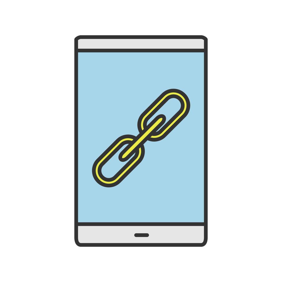 mobiele telefoon met link teken lineaire iconcolor pictogram. hyperlink. verbinding. geïsoleerde vectorillustratie vector