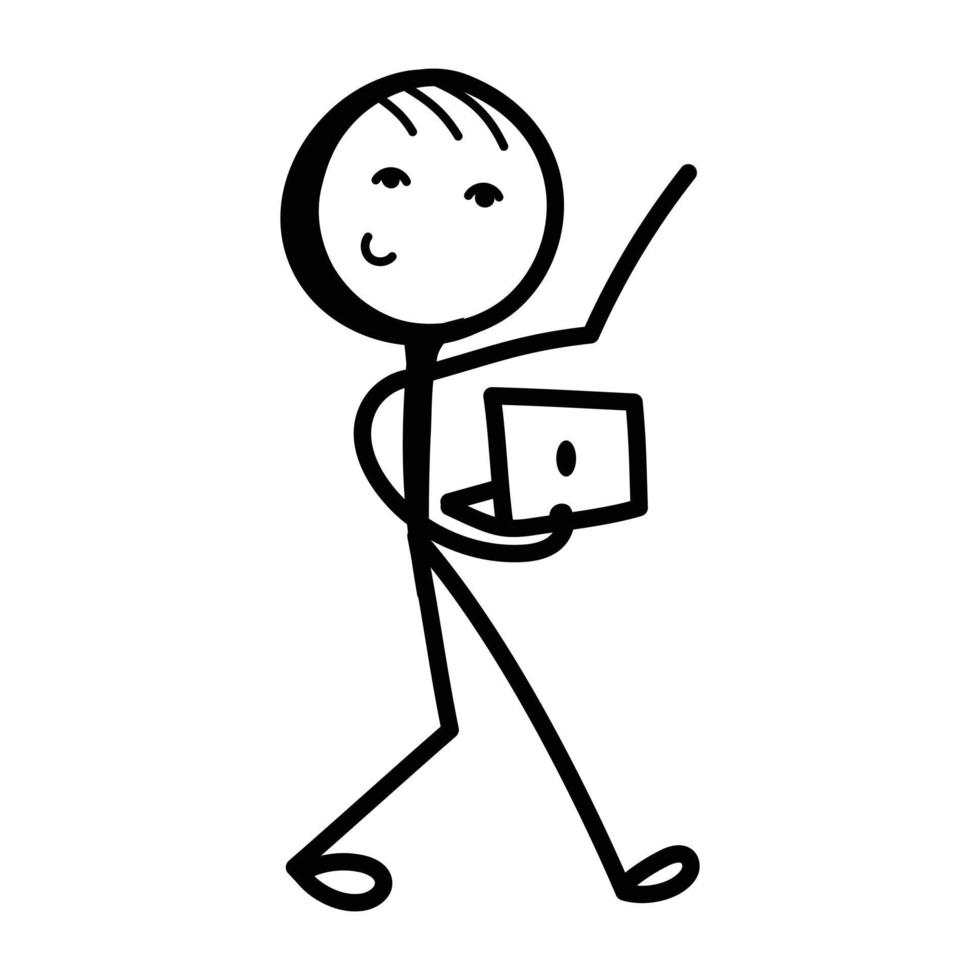 stok figuur met doodle icoon van business analytics vector