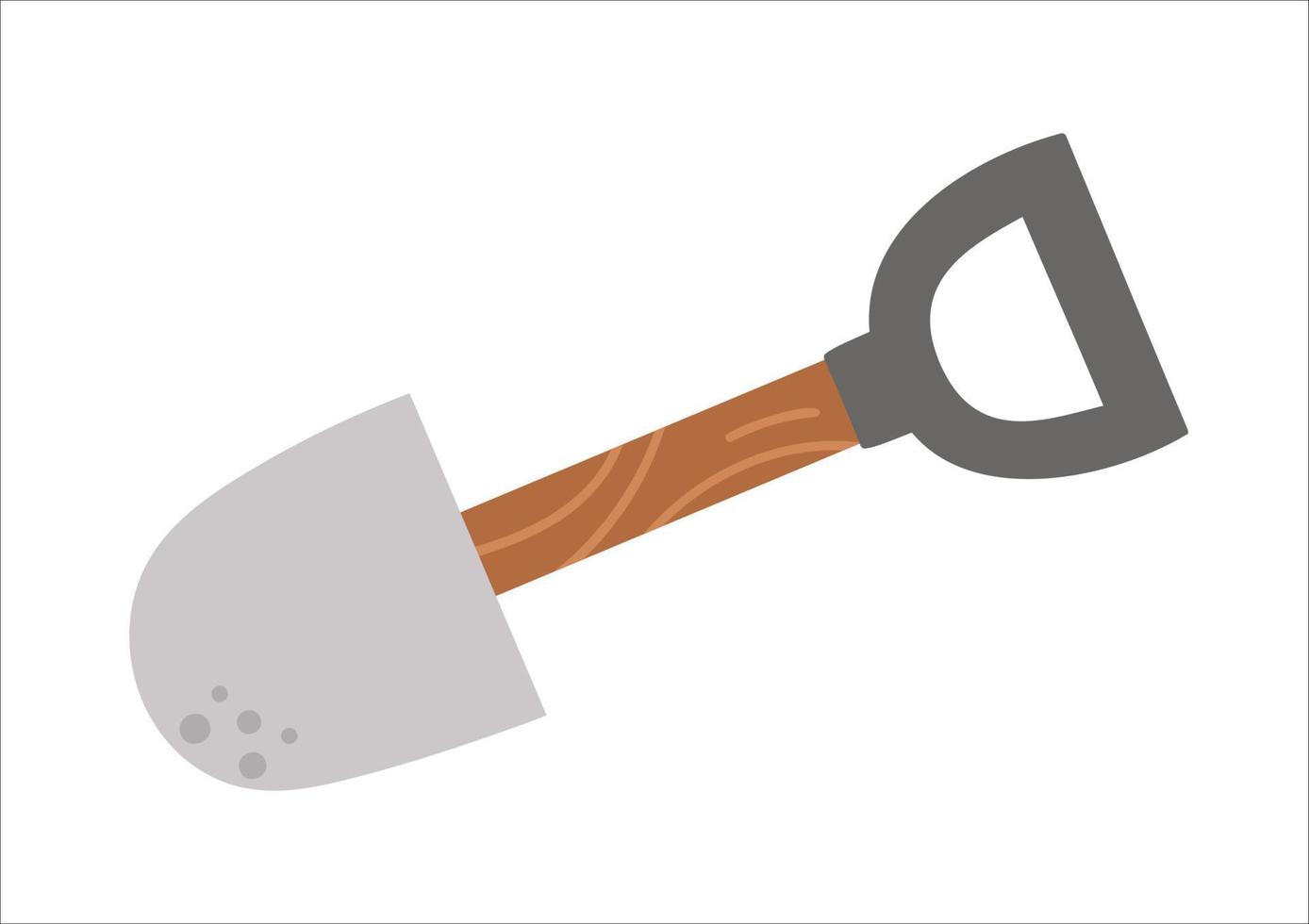 vector spade illustratie geïsoleerd op een witte achtergrond. platte schop icoon met houten handvat. vector gekleurde tuin of camping tool. tuinieren of actieve outdoor vakantie-uitrusting.