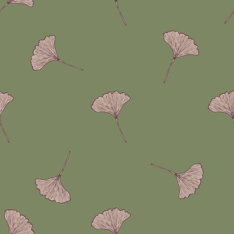 naadloze patroon gegraveerde bladeren ginkgo biloba. vintage botanische achtergrond met gebladerte in de hand getekende stijl. vector