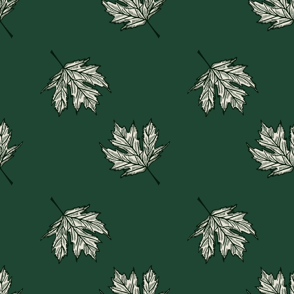 laat esdoorn Canadese gegraveerd naadloos patroon. vintage botanische achtergrond met gebladerte in de hand getekende stijl. vector