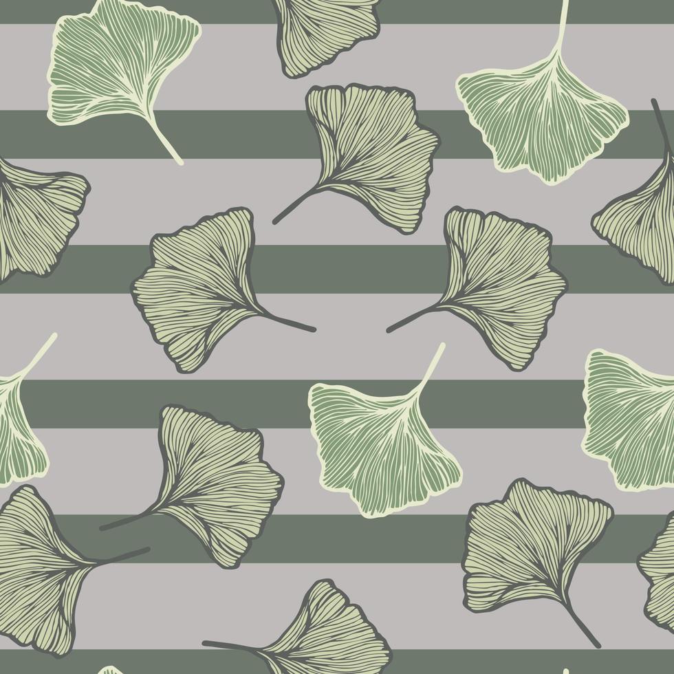 naadloze patroon gegraveerde bladeren ginkgo biloba. vintage botanische achtergrond met gebladerte in de hand getekende stijl. vector