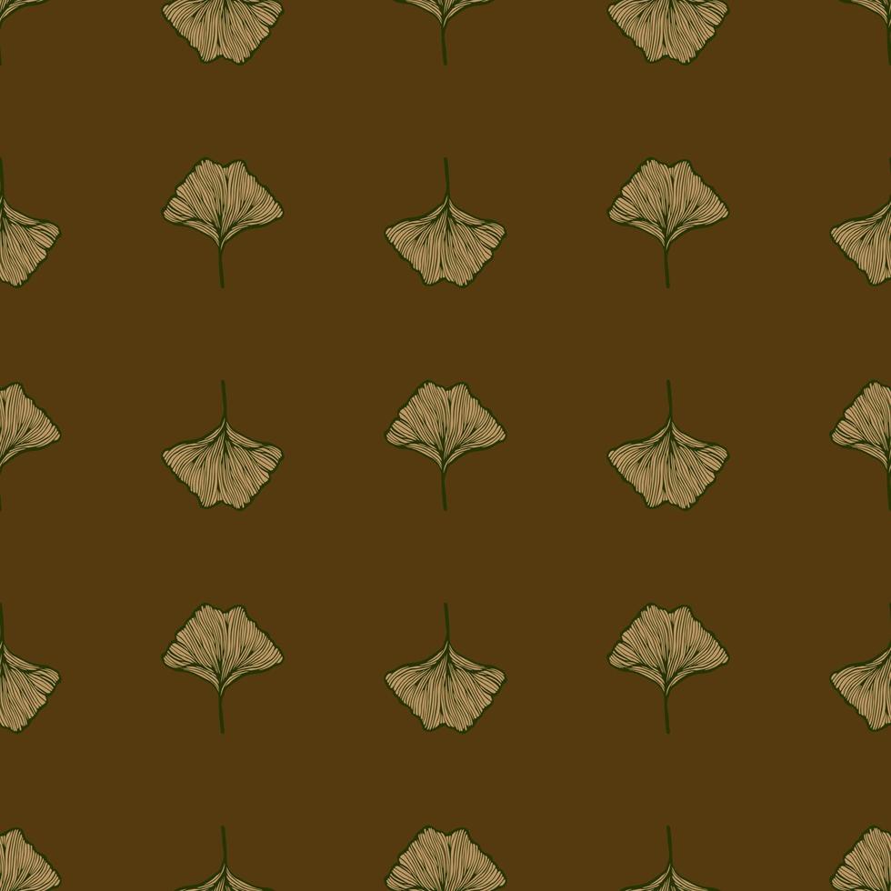 naadloze patroon gegraveerde bladeren ginkgo biloba. vintage botanische achtergrond met gebladerte in de hand getekende stijl. vector