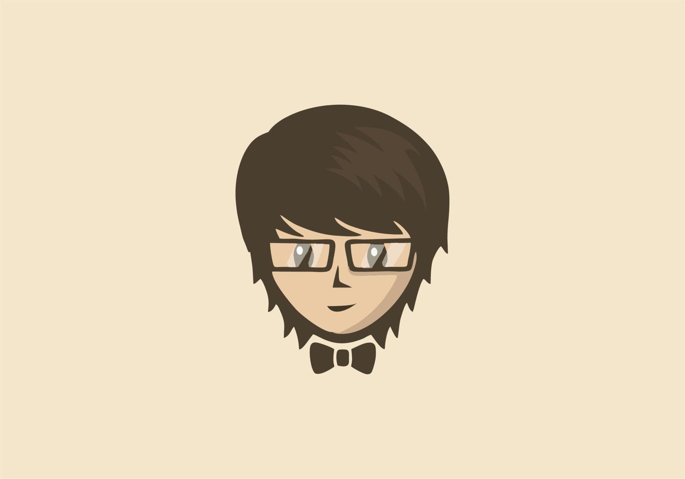 illustratie vectorafbeelding van gezicht van een jongen met bril en vlinderdas perfect voor logo business,esport,etc vector