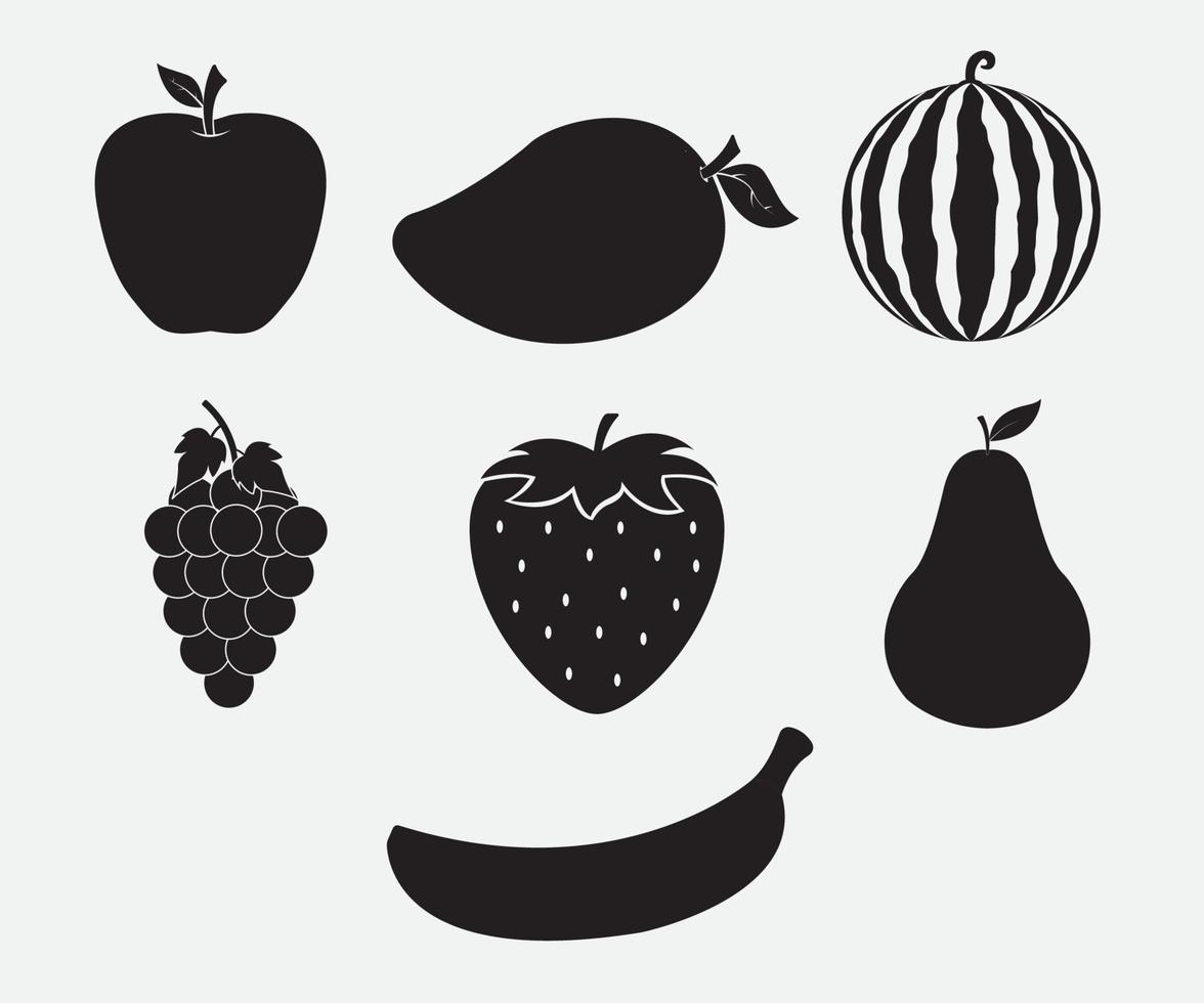 zwart fruit silhouet ontwerp vector