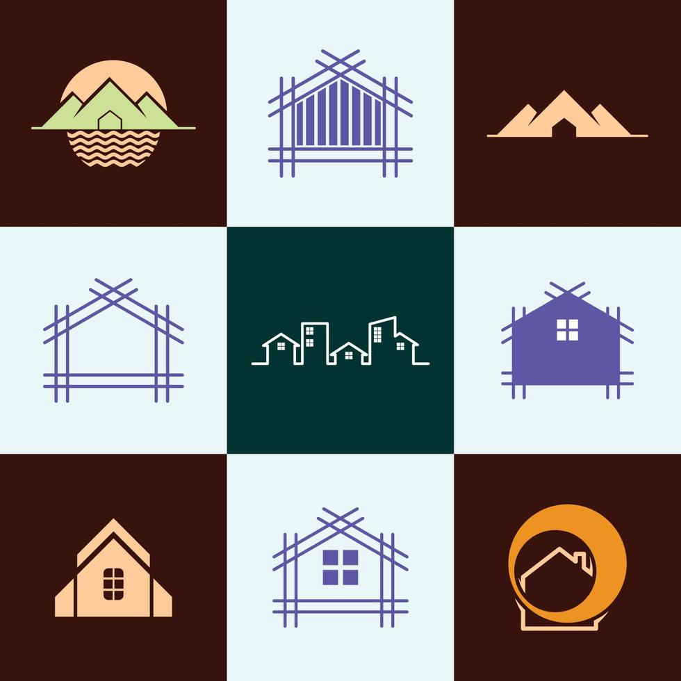 sets van pictogram huis huis logo ontwerp vector